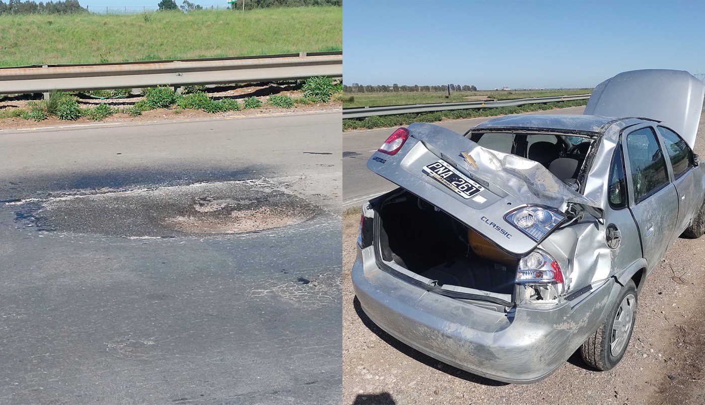 Ruta 3: Esquivó un pozo y volcó | Actualidad