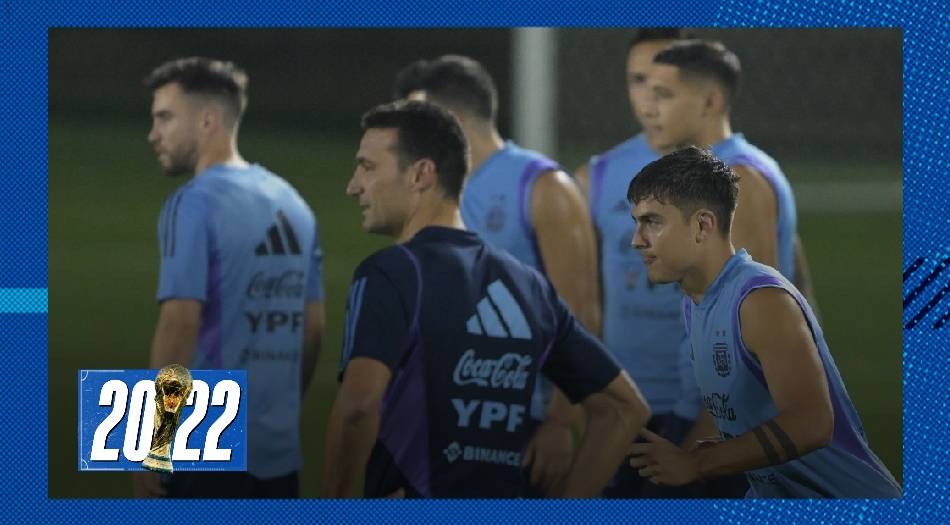 Argentina entrenó en Doha: se espera definición de Scaloni por Dybala, "Papu" Gómez y Acuña | Qatar 2022