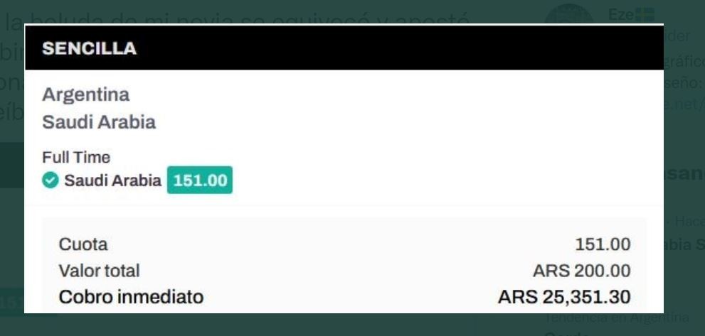 Apostó por error a Arabia Saudita y ganó 25 mil pesos en una app | Redes