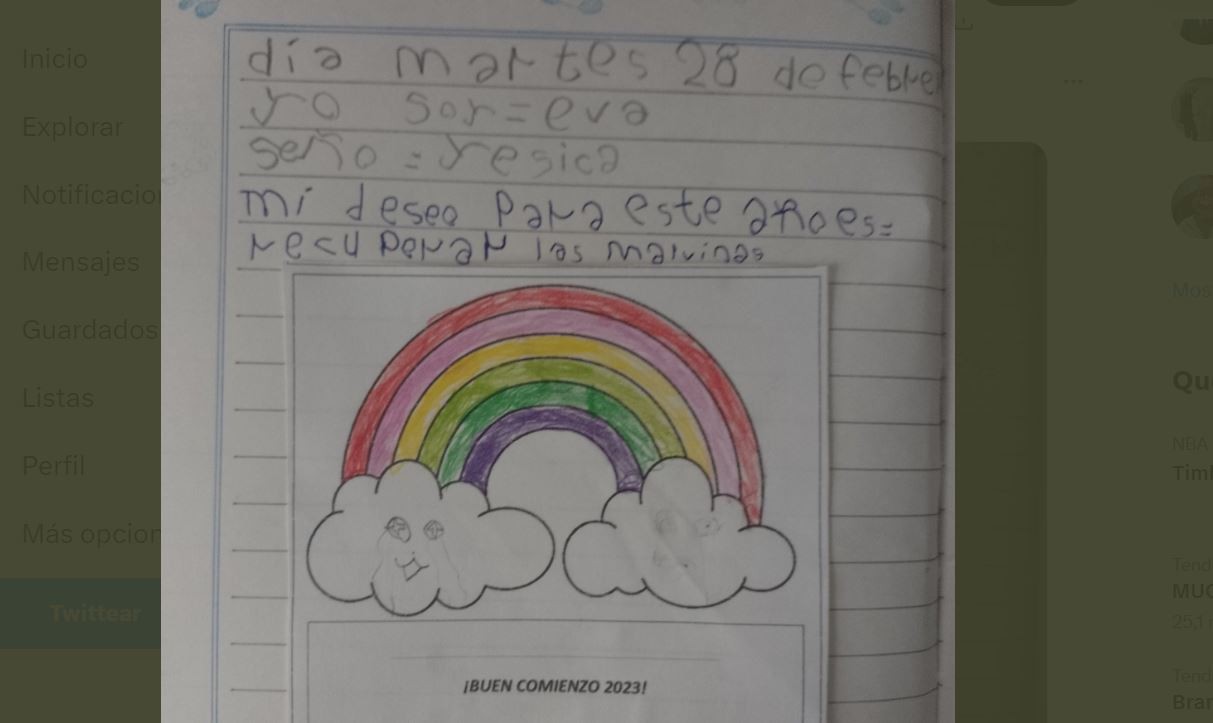 "Recuperar las Malvinas": la tarea de una nena que se hizo viral | Redes