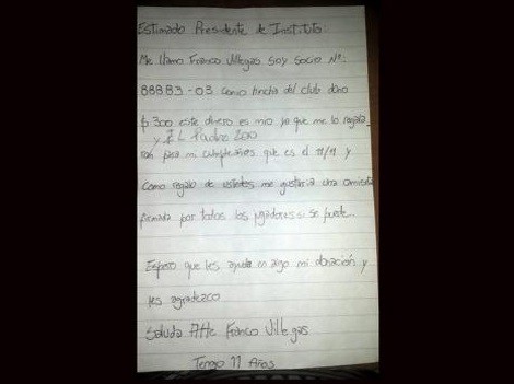 La emotiva carta de un joven hincha de Instituto que se solidarizó con el club | Deportes
