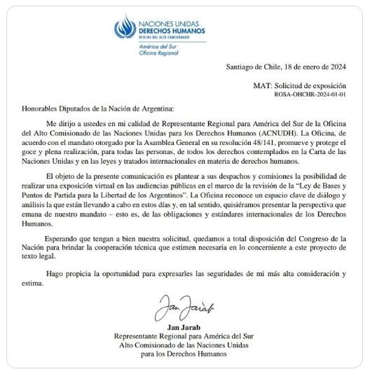 La ONU pide participar del debate por la ley ómnibus: extendería posibilidad de dictamen | Política