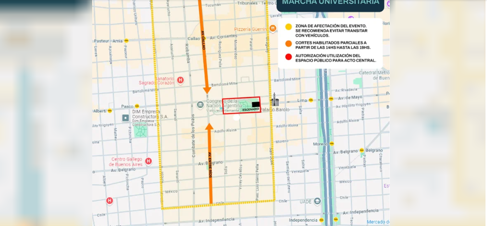 Mapa de cortes por la marcha universitaria en reclamo de los salarios docentes | Actualidad