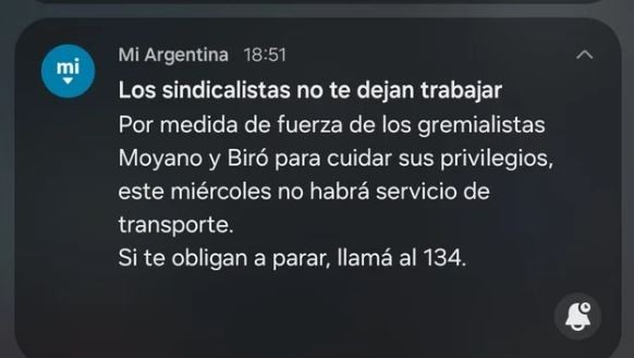 El Gobierno utiliza la app Mi Argentina contra el paro de transporte | Política
