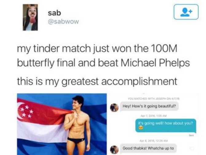 Ignoró en Tinder al nadador que venció a Phelps y ahora se arrepiente | Curiosidades