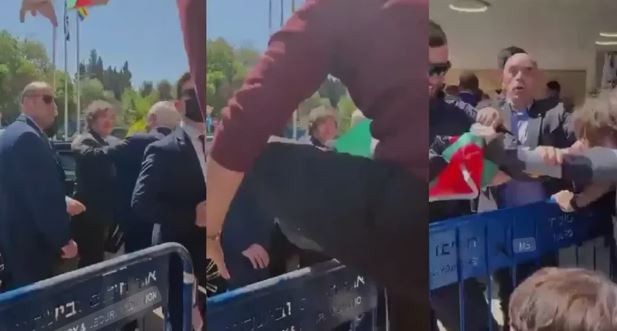 Dos manifestantes pro-Palestina intentaron abalanzarse sobre Javier Milei en Jerusalén y fueron reducidos | Política