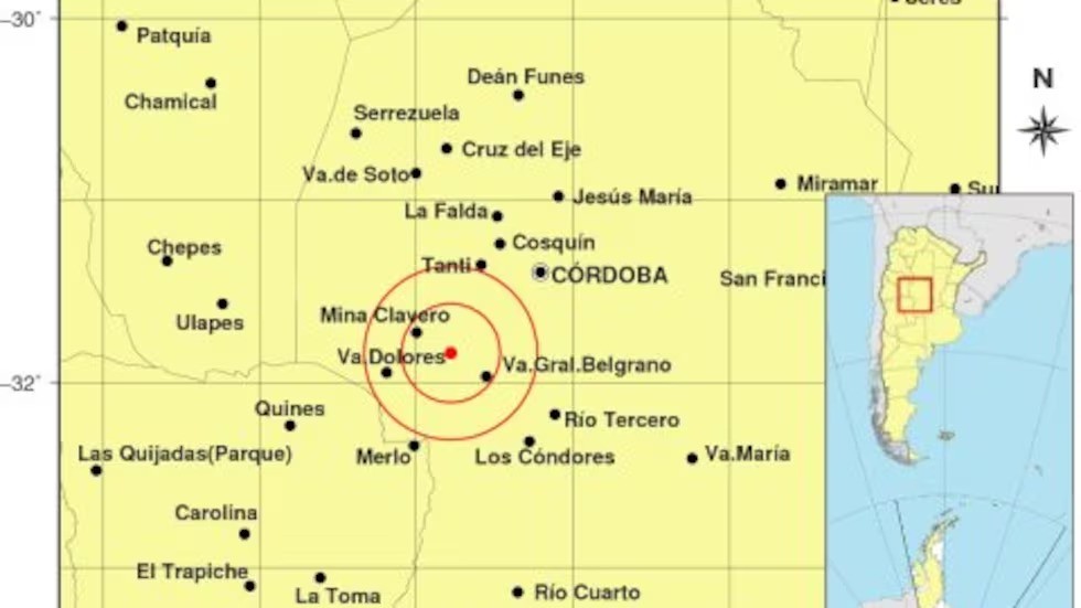 Un sismo de 2,5 de magnitud se sintió en varias localidades del interior de Córdoba | Actualidad