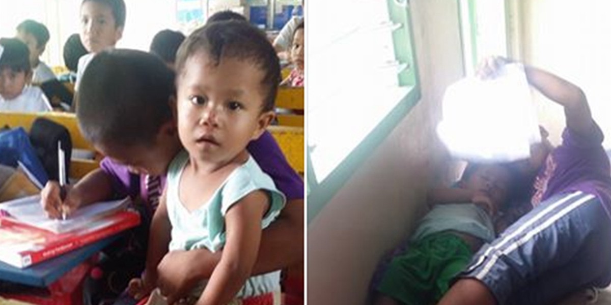 Filipinas: tiene 9 años y va a la escuela con su hermano de 2 porque nadie puede cuidarlo | Internacionales