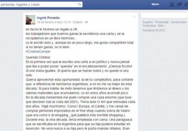 Viral y polémica: la carta de una periodista para Cristina | Redes