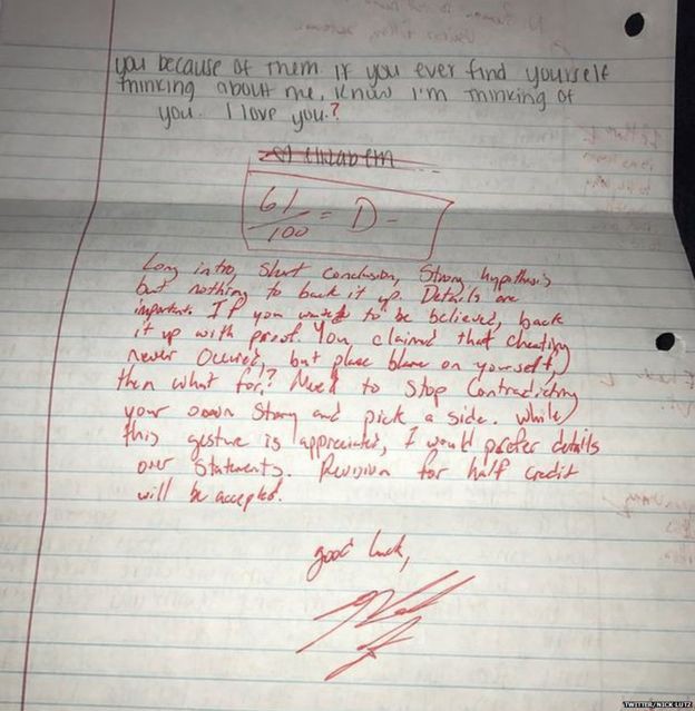 Corrigió una carta de su ex novia, la compartió en redes sociales y se volvió viral | Redes