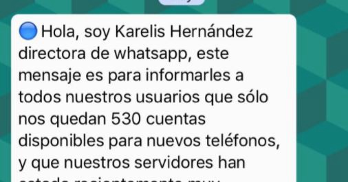 "Hola, soy Kareliz Hernández", la falsa cadena de Whatsapp que TODOS comparten | Redes
