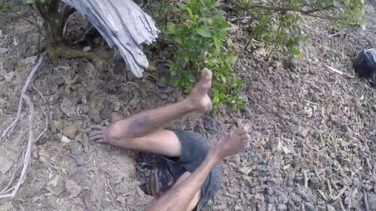 Video escalofriante: se mete en un agujero para atrapar un cangrejo gigante | Redes