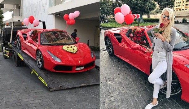 Le regalaron una Ferrari con mil rosas por San Valentín y el video se viralizó en las redes | Redes