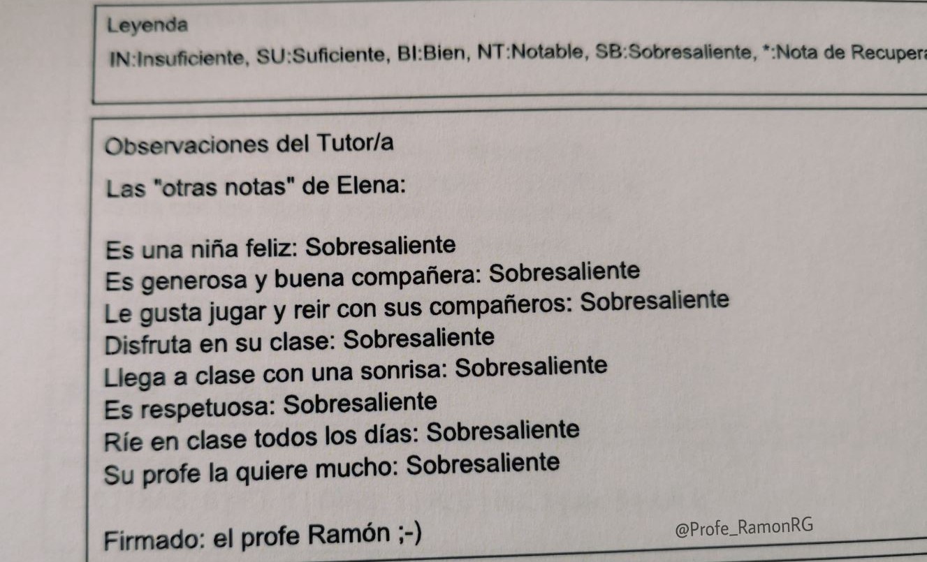 Las "otras notas" de un maestro para calificar a sus alumnos que muchos colegios deberían imitar | Redes