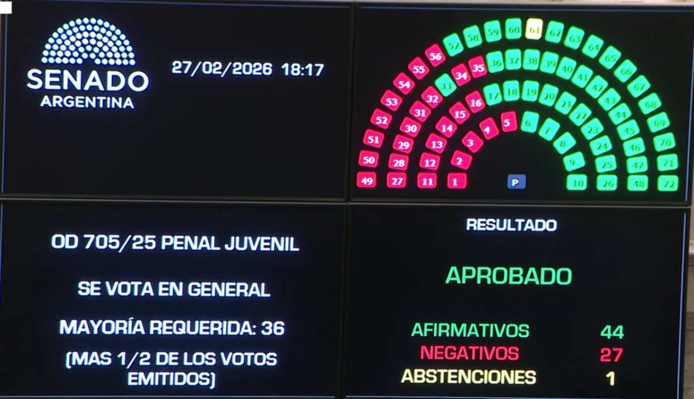 El Senado aprobó la baja de la edad de imputabilidad a 14 años | Política