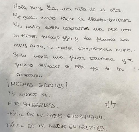 #EsViral: la carta de la niña que pide ayuda para seguir aprendiendo música | Curiosidades