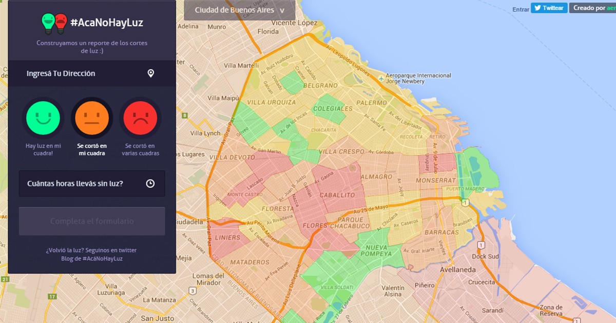 #Acánohayluz, el sitio con el mapa de los cortes | Actualidad