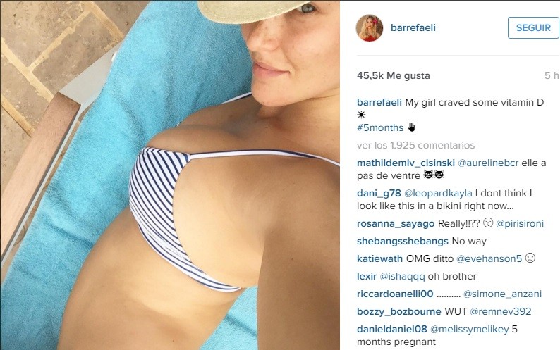 Polémica por foto de Bar Rafaeli embarazada de 5 meses, pero sin panza | Espectáculos
