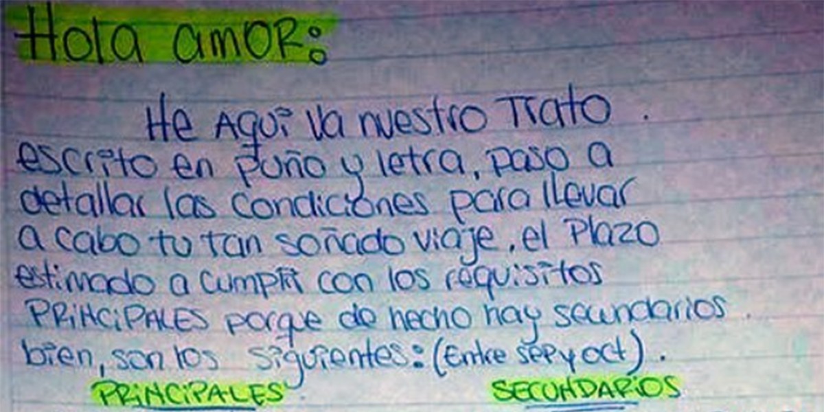 Un hincha cordobés firmó un "contrato" con su novia para ir a la cancha | Redes