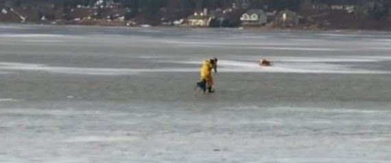 El heroico rescate de un perro de un lago helado de Estados Unidos | Curiosidades