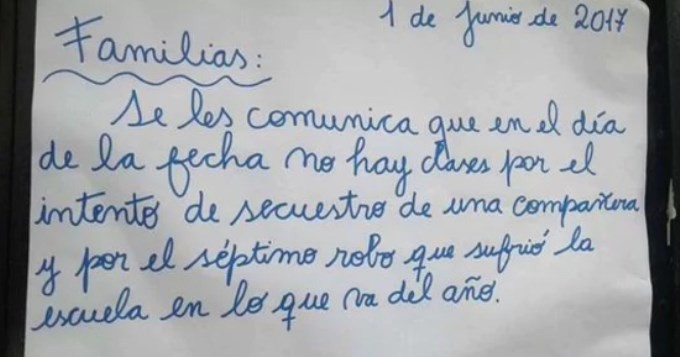 Sin clases en una escuela de Solano por una ola de robos y el intento de secuestro a una maestra | Actualidad