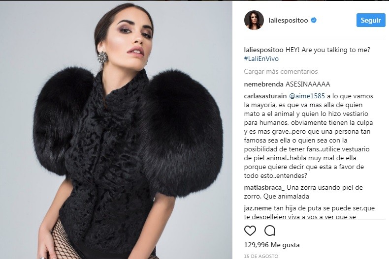 Escrache y polémica: acusan a Lali Espósito de usar una piel de zorro y ella lo desmintió | Redes
