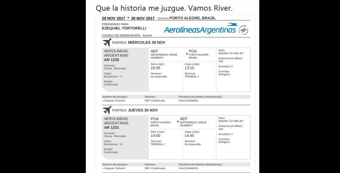 Tuit viral: un hincha de River compró pasajes para ver la final de la Copa Libertadores | Deportes