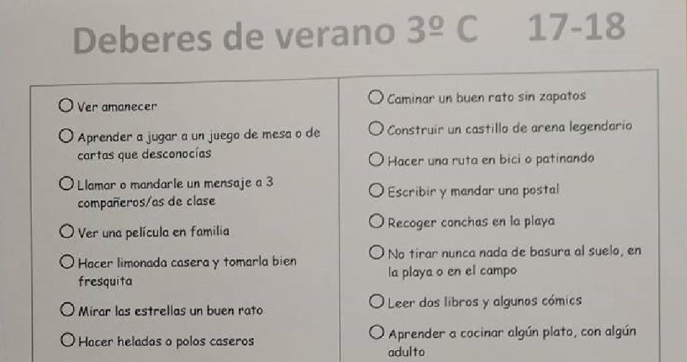 La inspiradora lista de tareas que un maestro le dejó a sus alumnos para las vacaciones | Redes
