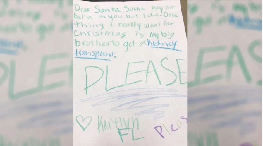 La emotiva carta de la nena que le pidió a Papá Noel un riñón para su hermano | Redes