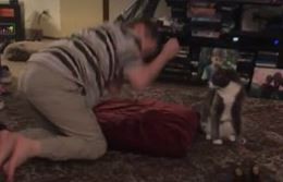 Video: un gato detiene la crisis de llanto de un nene | Redes