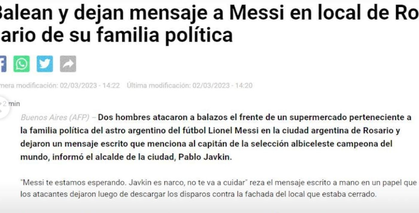 Amenaza a Messi: los medios internacionales reaccionaron al ataque | Internacionales
