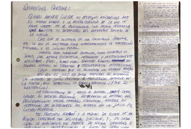Cristina publicó en Twitter la carta de puño y letra que le envió Zannini desde la cárcel | Política