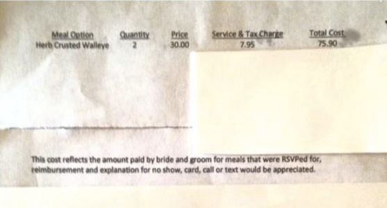 Los novios le facturaron el cubierto a una amiga por haber faltado a su fiesta | Curiosidades