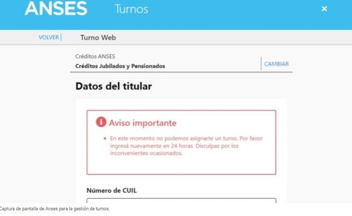 Anses lleva dos días sin dar turnos a jubilados por los créditos de los $400 mil | Economía