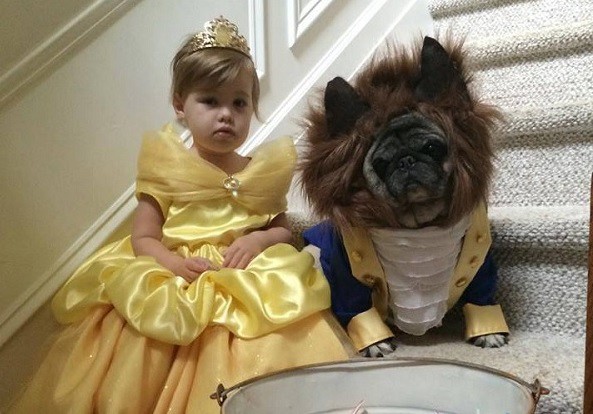 Foto viral:  Una nena y su perro son "La Bella y la Bestia" para Halloween | Curiosidades