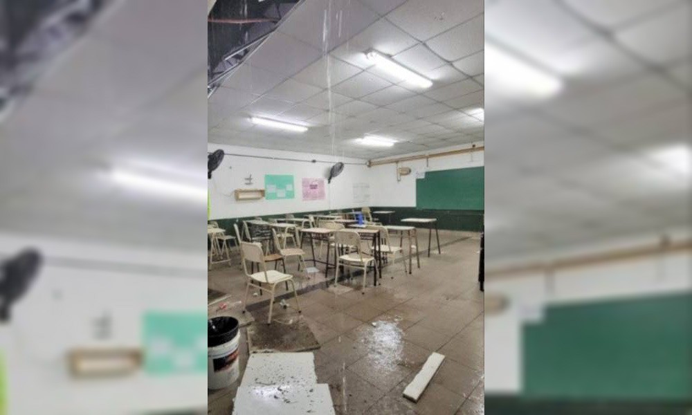 Temporal en Rosario: se cayó el techo de una escuela al no resistir el agua acumulada por las lluvias | Actualidad