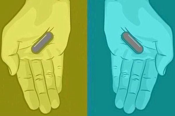 ¿De qué color ves estas píldoras: las dos grises o una azul y la otra roja? | Curiosidades
