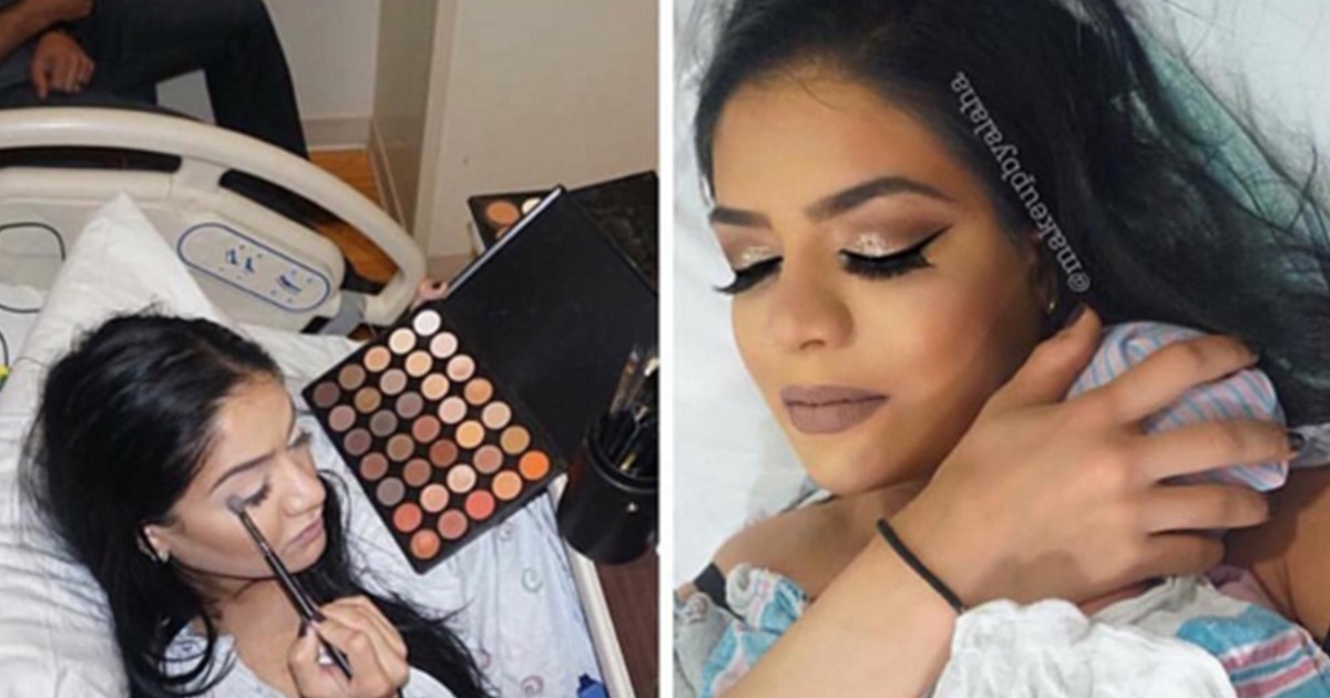 Una mujer se maquilló en pleno trabajo de parto | Curiosidades