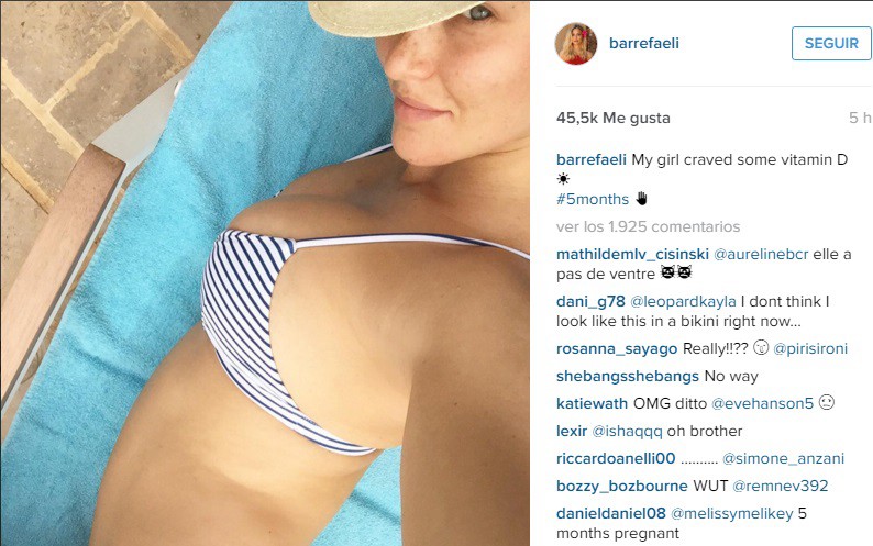 Polémica por foto de Bar Rafaeli embarazada de 5 meses, pero sin panza | Espectáculos