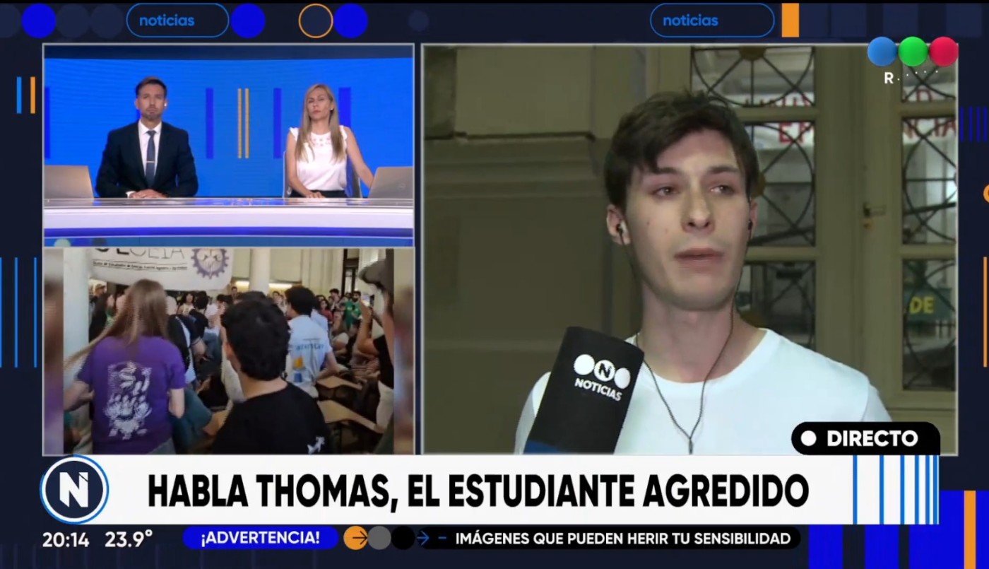 Habló Thomas, el estudiante agredido en la UNR: "La violencia no es el camino" | Actualidad