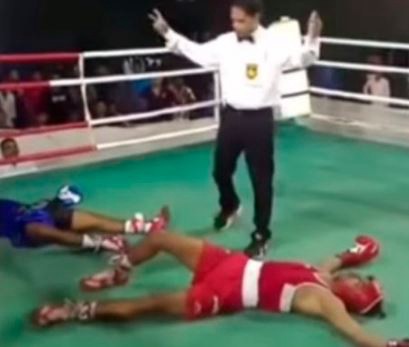 Insólito doble nocaut desconcierta al juez | Deportes