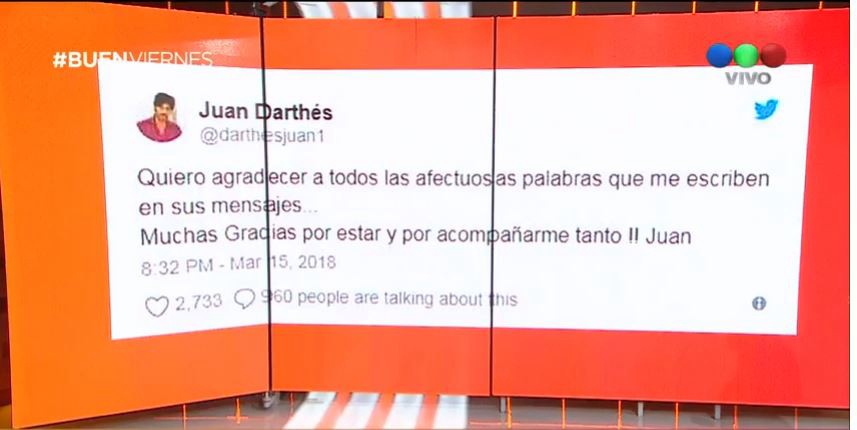 Juan Darthés rompió el silencio en las redes sociales | Espectáculos