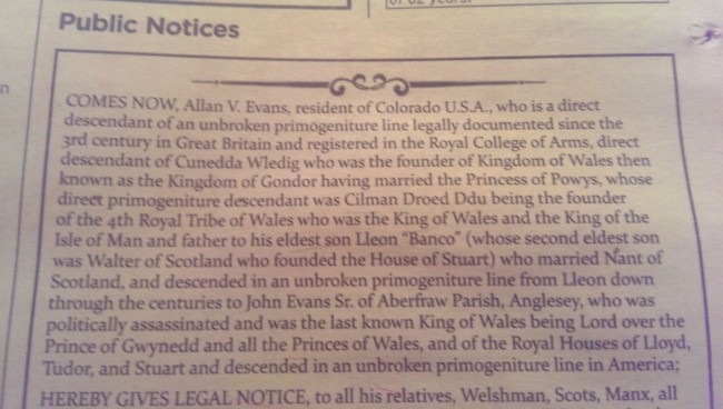 Estadounidense anunció en el "Times" ser el legítimo rey de Inglaterra | Internacionales