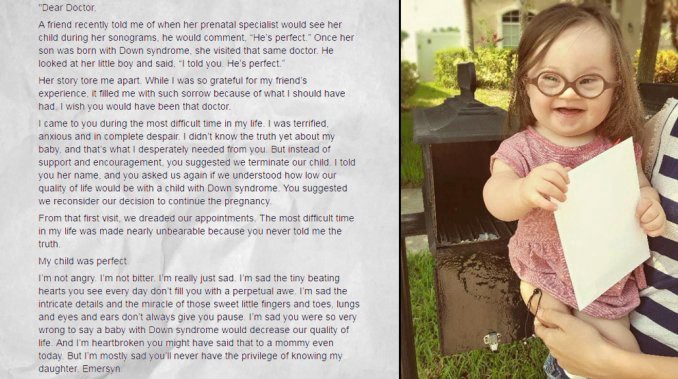La carta de una madre al médico que le aconsejó abortar a su bebé con síndrome de down | Redes