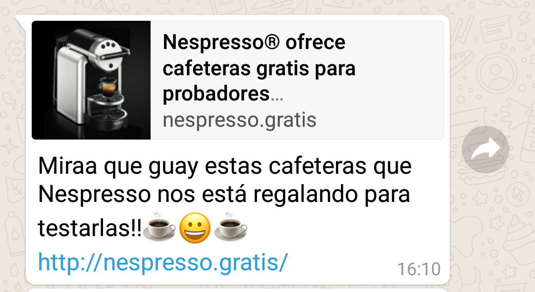 "Cafeteras gratis": la cadena trucha que circula por WhatsApp que NO tenés que compartir | Redes