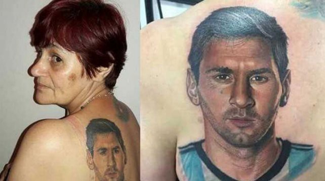 La mujer de 54 años que se hizo un enorme tatuaje de Messi en la espalda | Redes