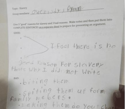 La tarea escolar "racista" que generó un escándalo en Estados Unidos | Redes