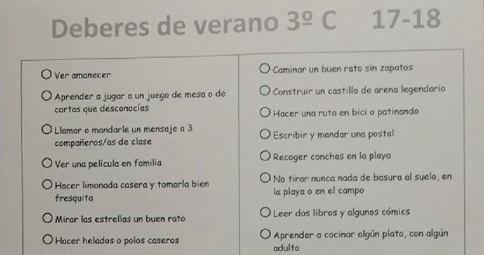 La inspiradora lista de tareas que un maestro le dejó a sus alumnos para las vacaciones | Redes