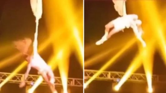 Brutal caída de un acróbata en un circo de San Luis