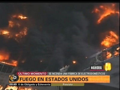 Fuerte incendio de una fábrica de electrodomésticos en EEUU
